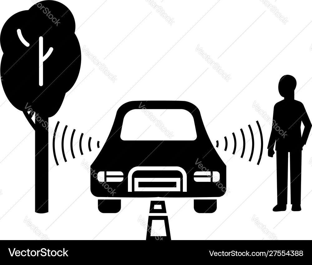 Driverless car object detection icon simple style Driverless car object detection icon simple style Vector Image