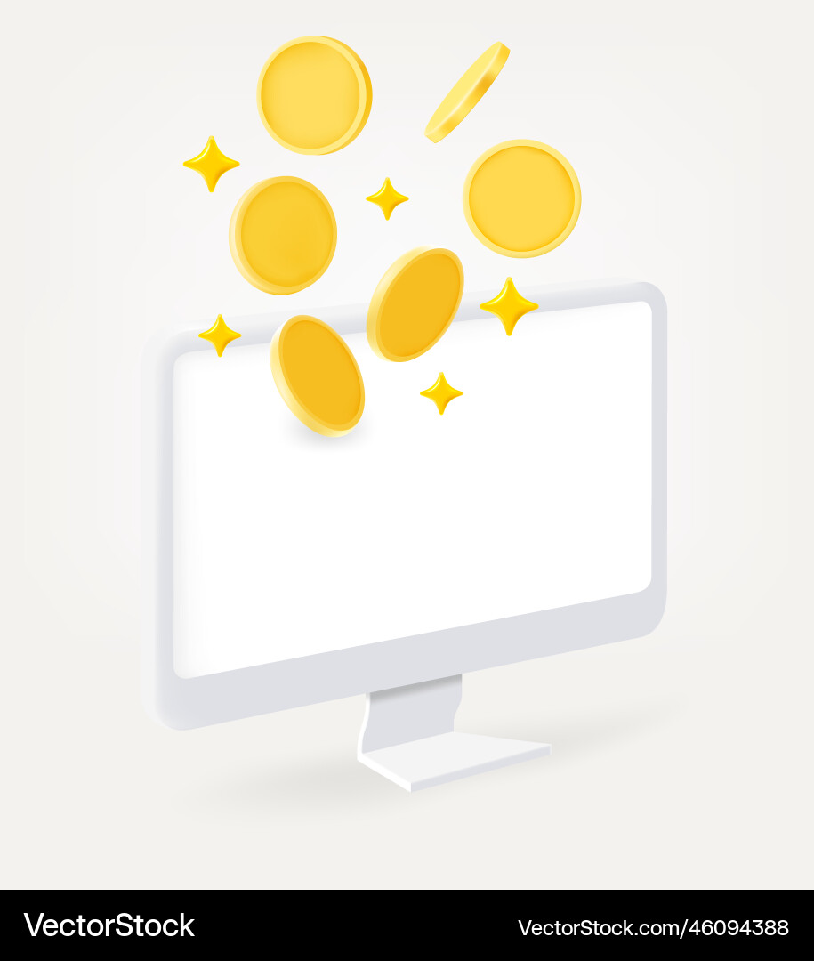 Earn money via internet concept 3d isolated Earn money via internet concept 3d isolated vector image