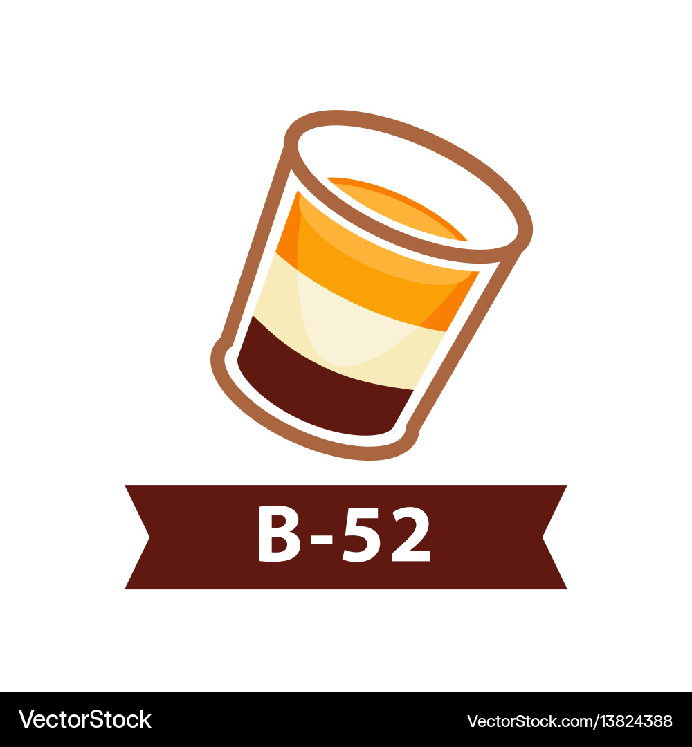 Einschichtiger Cocktail b-52 aus drei Likören Einschichtiger Cocktail b-52 aus drei Likören vektorbild