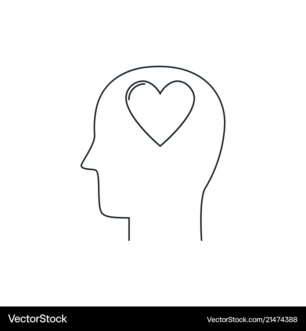 Human head with heart icon love symbol flat Human head with heart icon love symbol flat vector image
