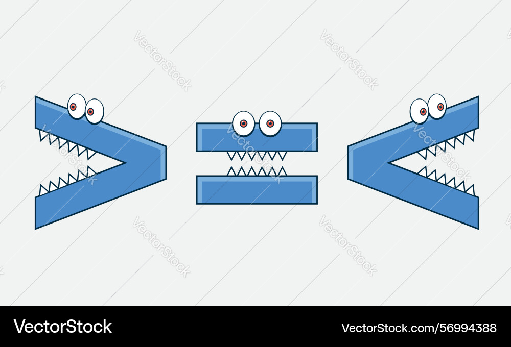 Less than greater and equal symbol vector image
