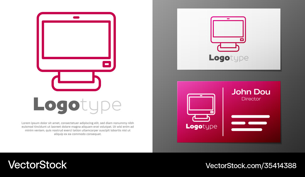 Logotype line computer monitor screen icon Logotype line computer monitor screen icon Vector Image