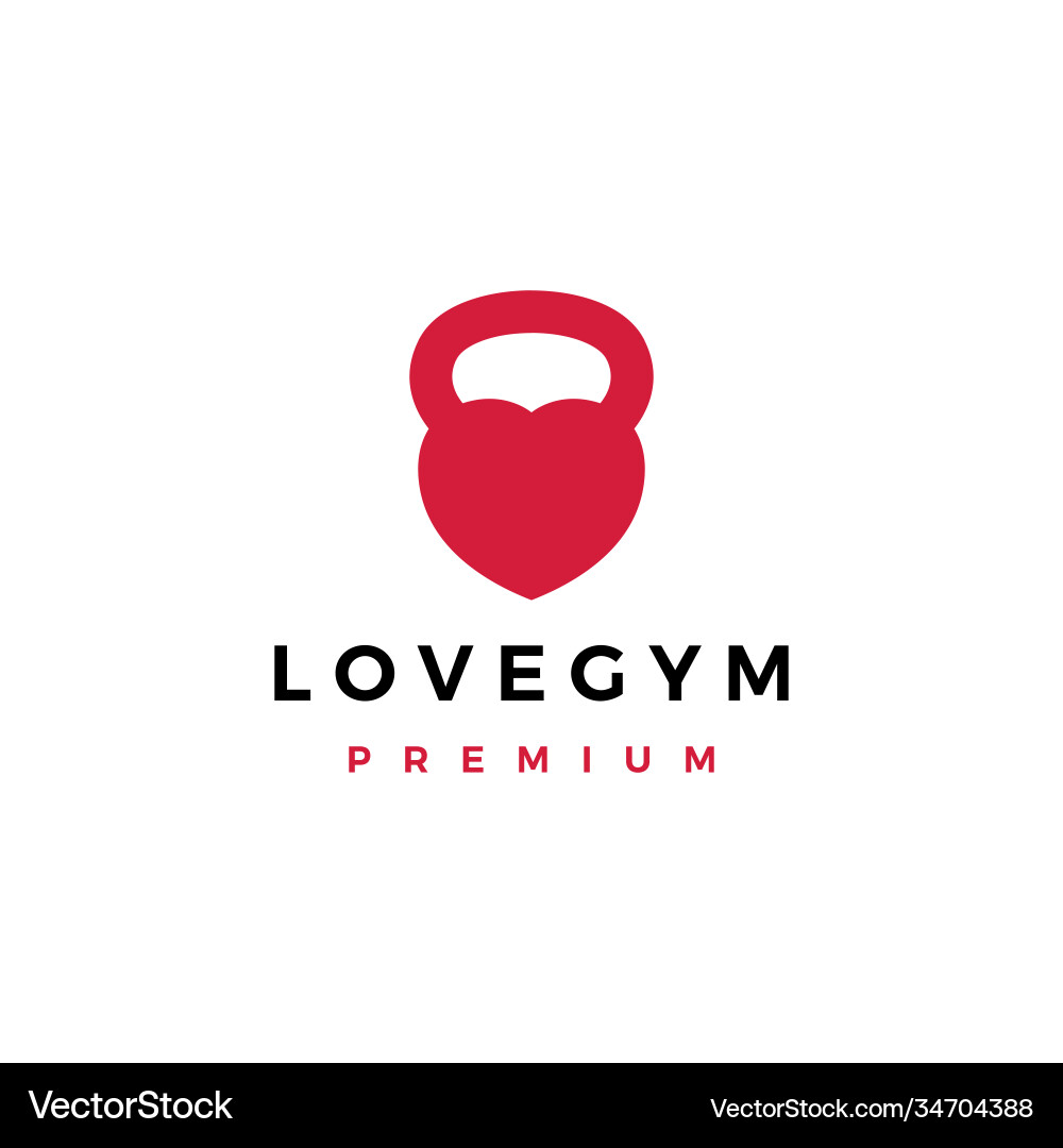 Love gym kettlebell fitness logo icon Love gym kettlebell fitness logo icon vector image