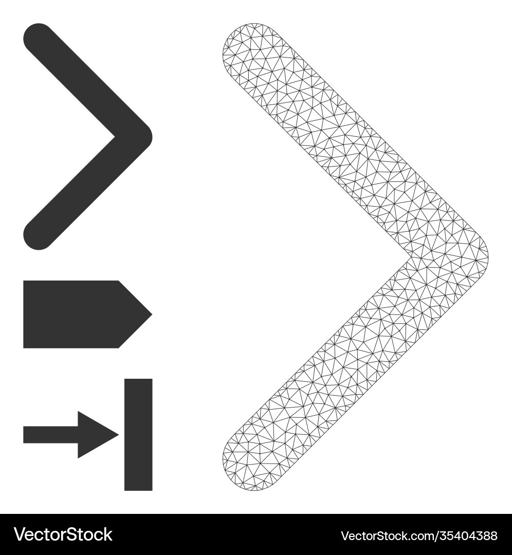 Polygonal mesh direction right icon with simple Polygonal mesh direction right icon with simple vector image