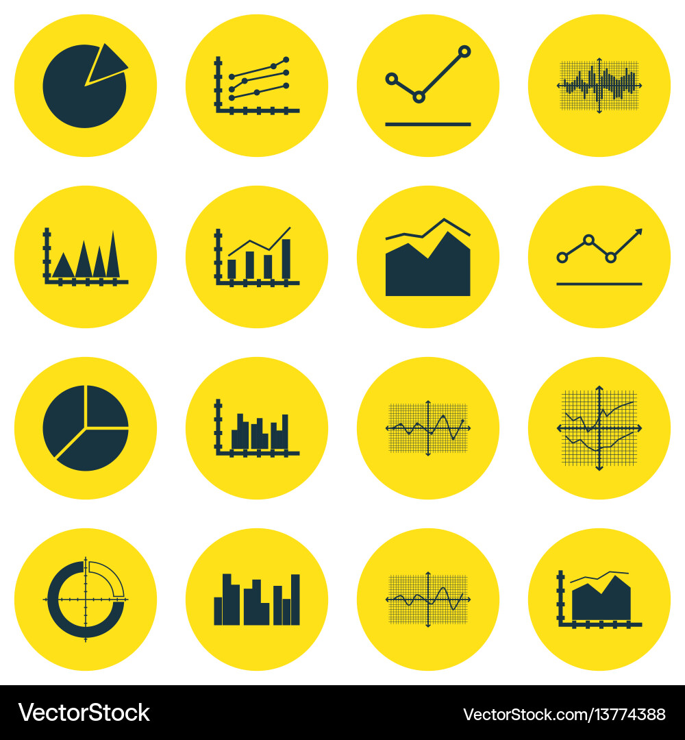 Set of graphs diagrams and statistics icons Set of graphs diagrams and statistics icons vector image