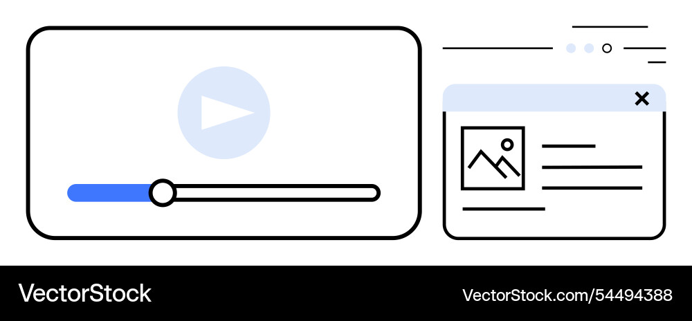 User interface elements featuring video playback vector image