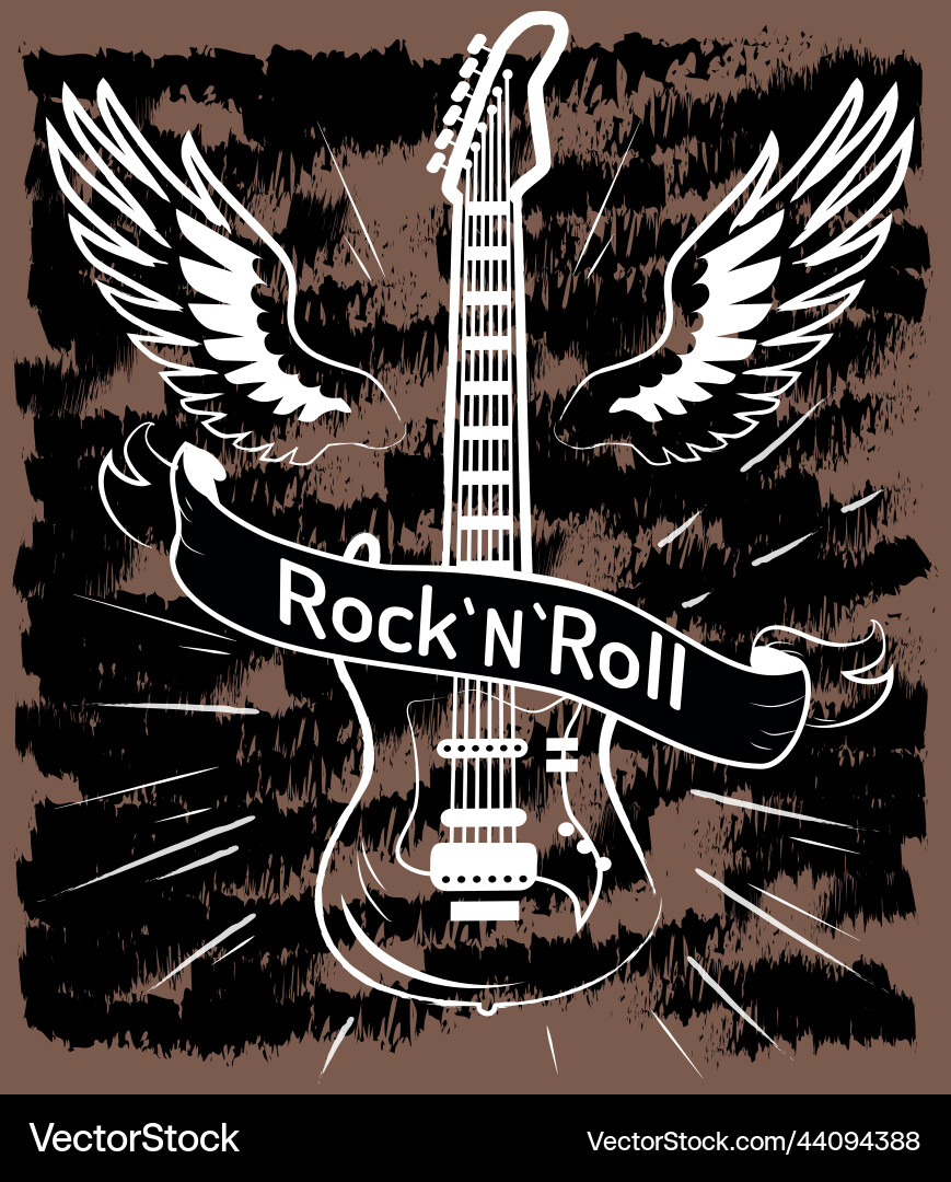 Vintage hand drawn rock n roll poster music t Vintage hand drawn rock n roll poster music t vector image