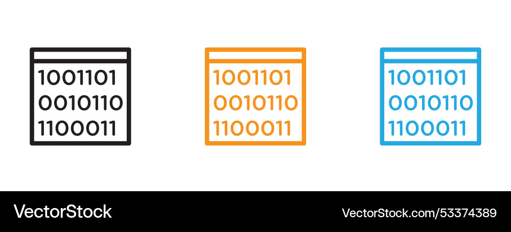 Binary code icon thin line set vector image