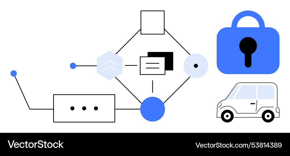 Connected technology system with secure data vector image
