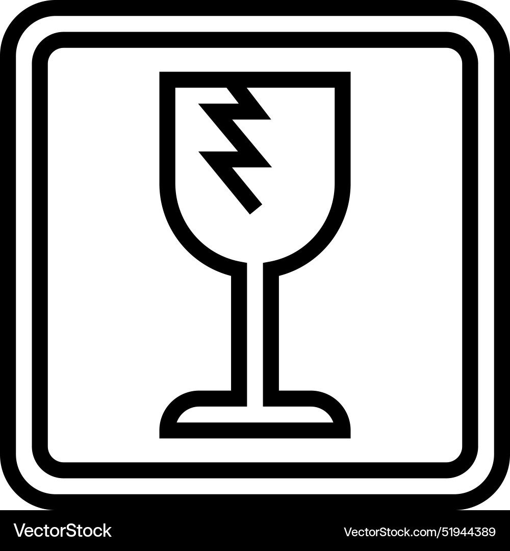 Fragile product label warning line icon Vector Image