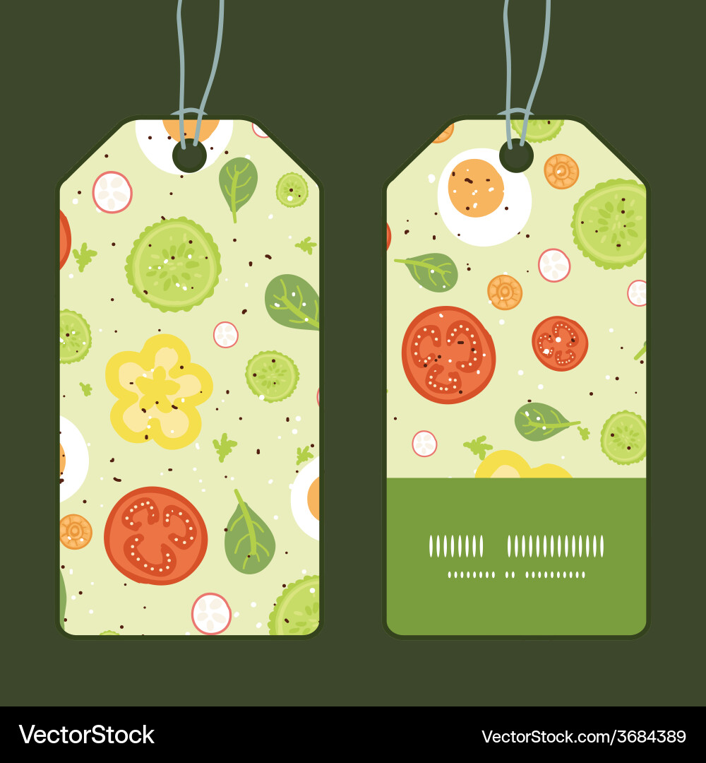 Fresh salad vertical stripe frame pattern tags set vector image