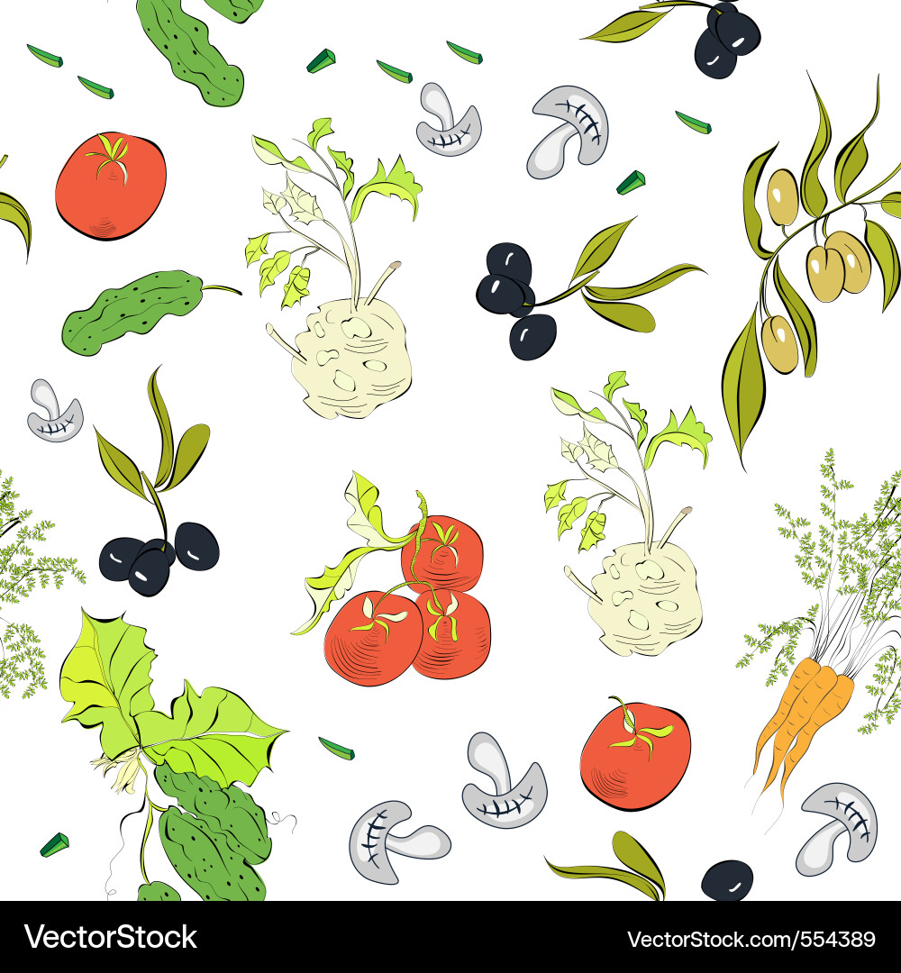 Fresh Vegetable Seamless Pattern vector image