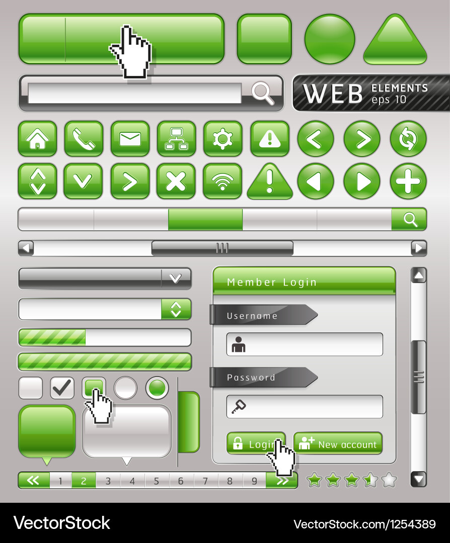 Green button for website and app vector image