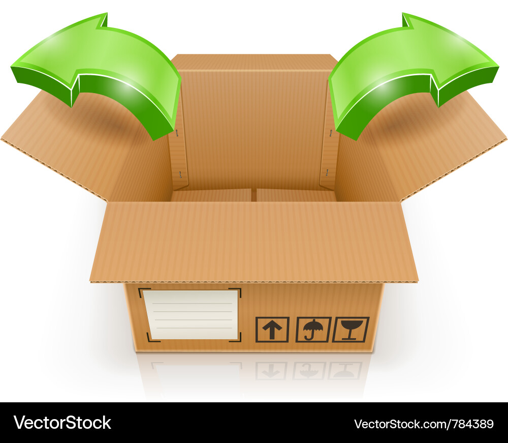 Open Box with Arrow Vector Image