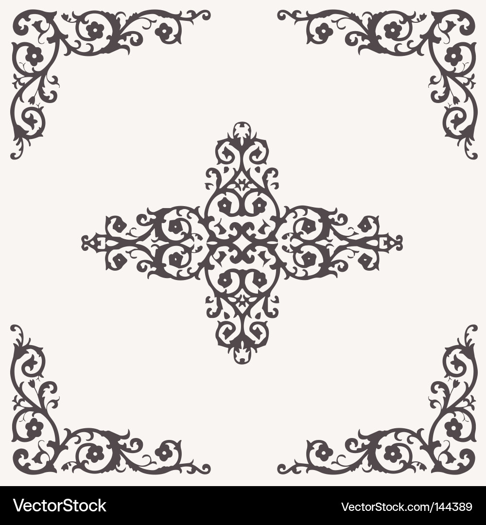 Ornate Floral Scrollwork Bord Vektorbild
