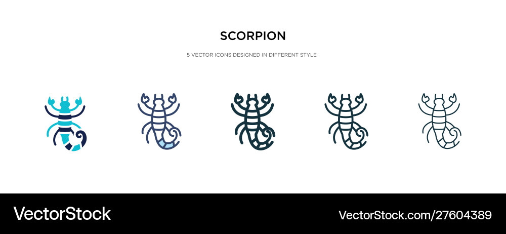 Scorpion icon in different style two colored Vector Image