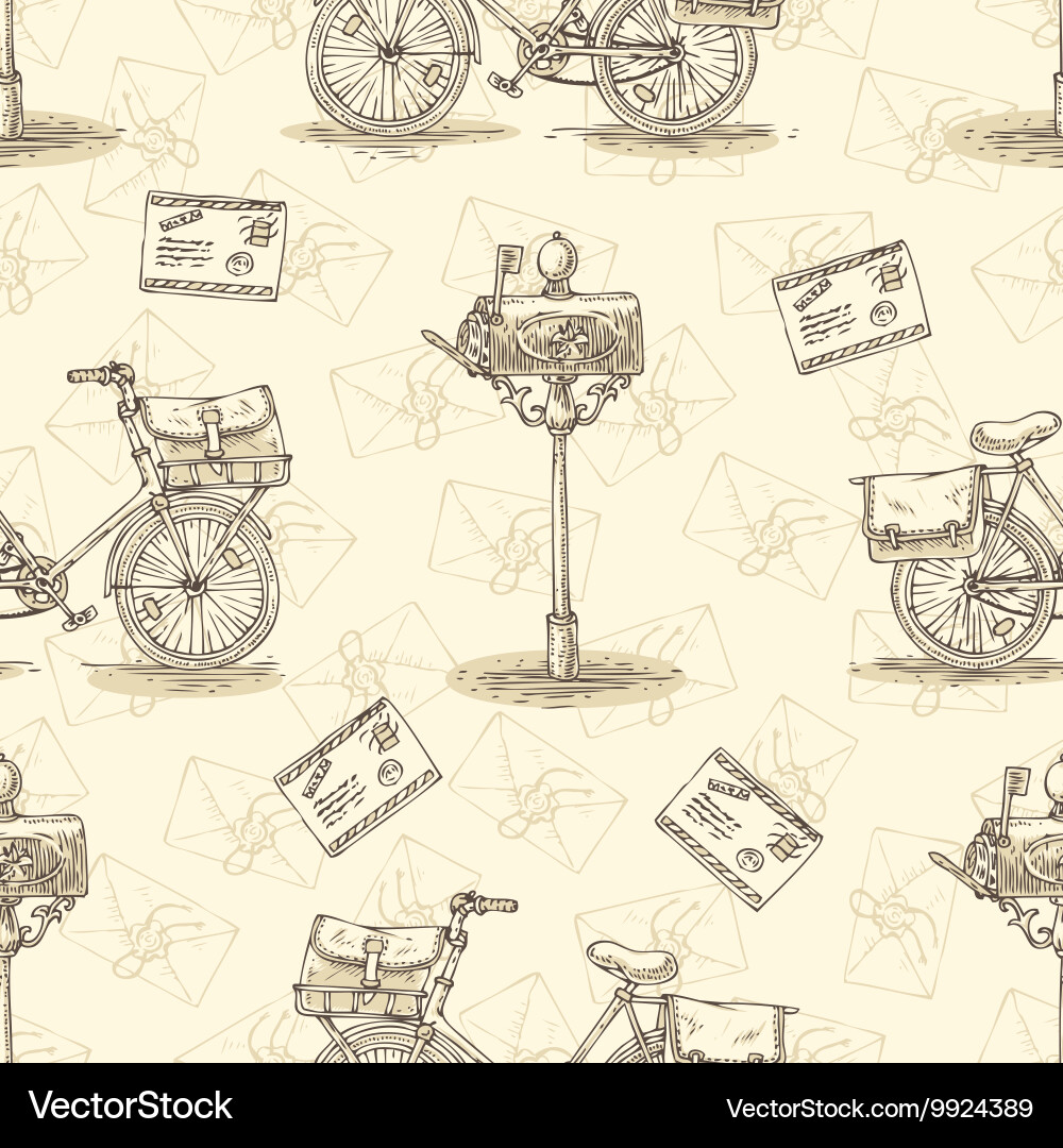 Seamless pattern with bicycles envelopes Vector Image