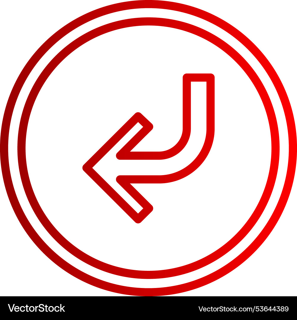 Turn left arrow line gradient icon vector image