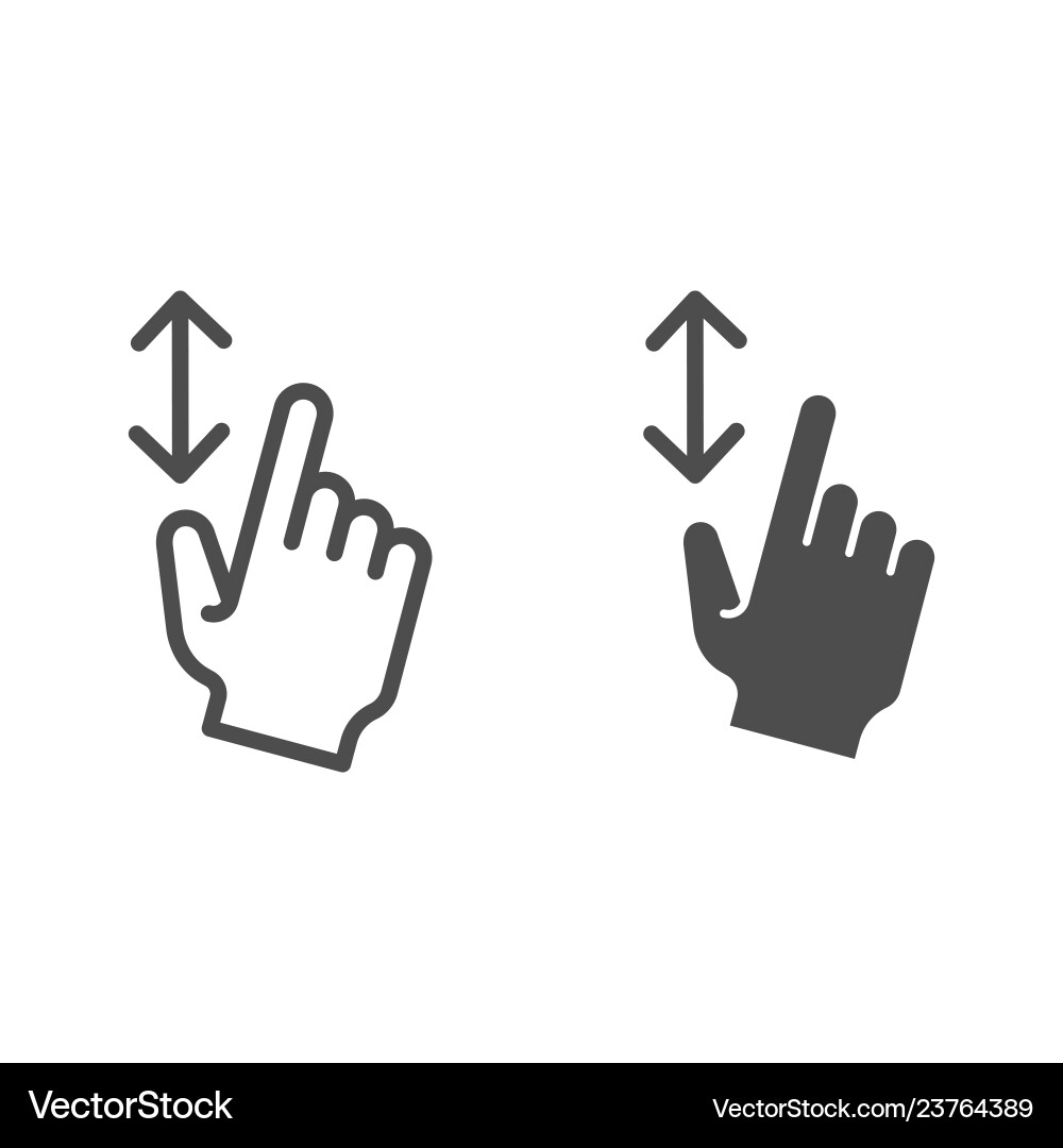 Vertical scroll line and glyph icon resize Vertical scroll line and glyph icon resize vector image