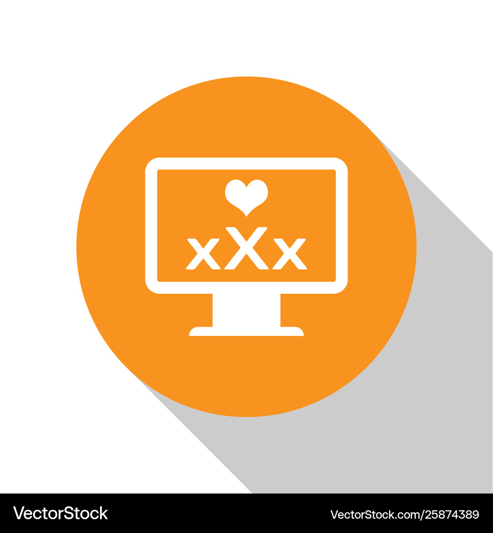 White computer monitor with 18 plus content heart vector image