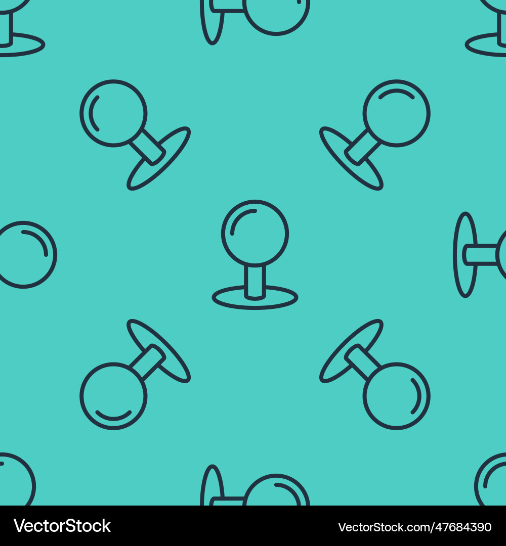 Black line push pin icon isolated seamless pattern Vector Image