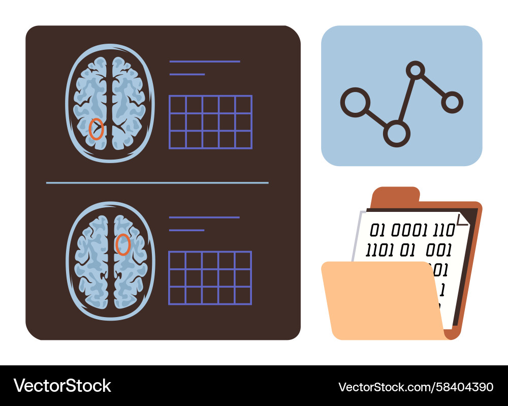 Brain Scan Data Analysis Vector Image