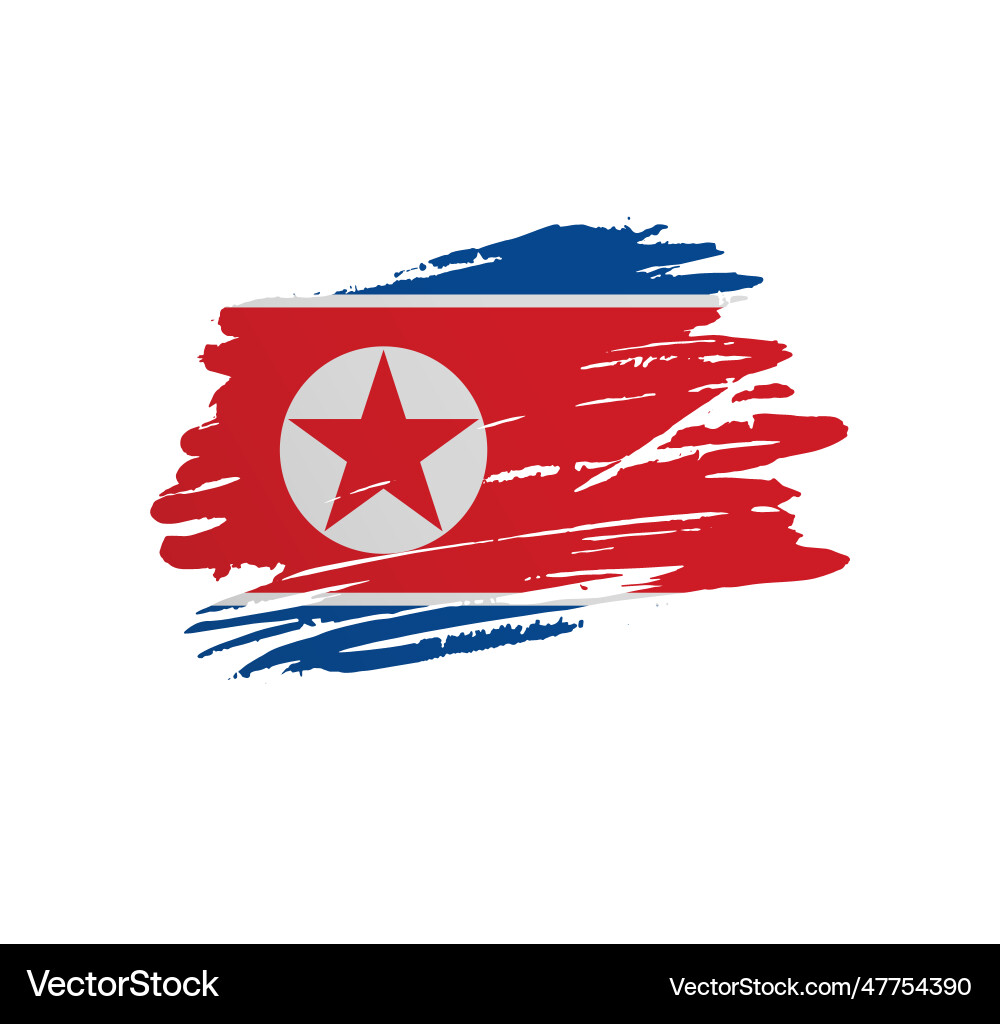 Brush stroke texture flag of north korea Brush stroke texture flag of north korea vector image