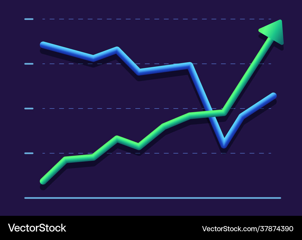 Business graph with two line moving up and down vector image