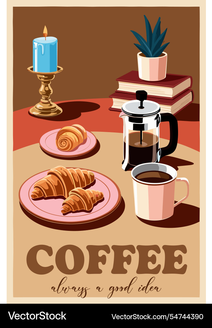 Coffee poster design in retro style art Coffee poster design in retro style art vector image