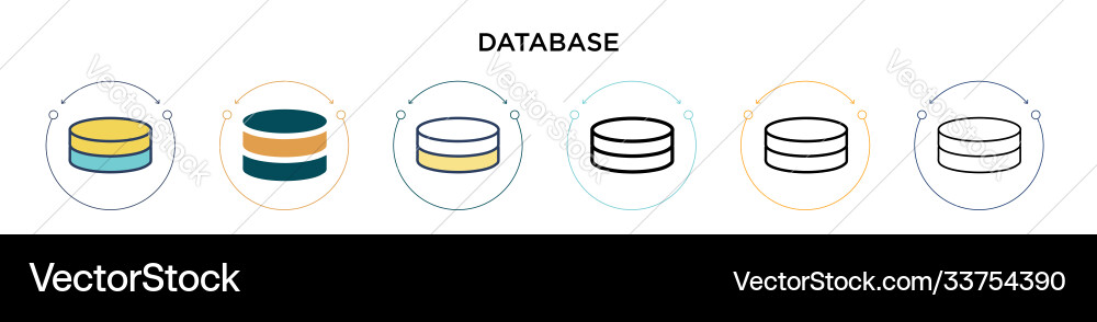 Database icon in filled thin line outline Database icon in filled thin line outline Vector Image