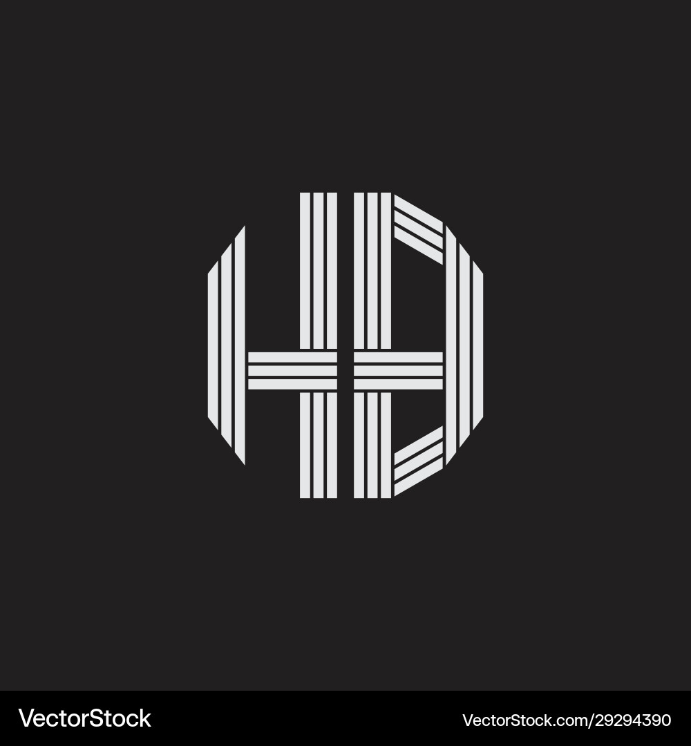 Hb logo monogram with outline style linked Vector Image