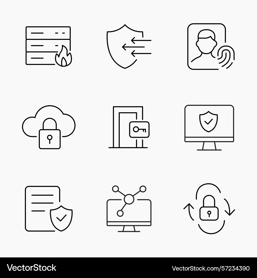 Outline icon set cloud security access control Vector Image