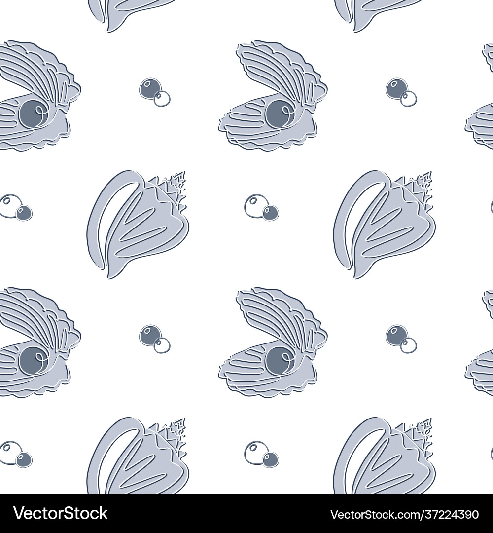 Seashell seamless pattern in one line drawing Seashell seamless pattern in one line drawing vector image