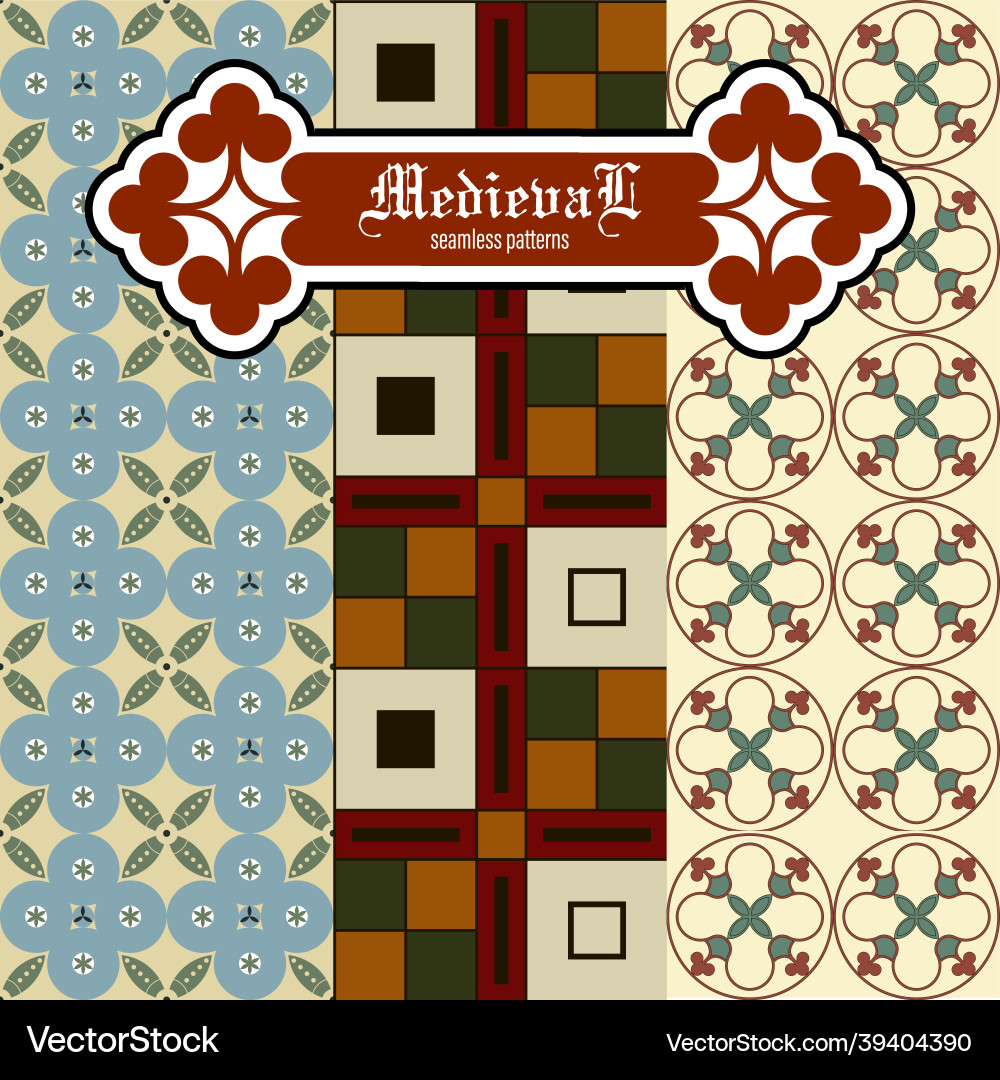 Set of seamless pattern in medieval style Set of seamless pattern in medieval style vector image