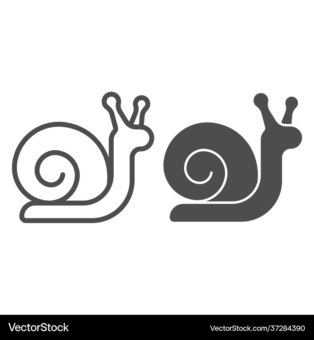 Snail with spiral shell line and solid icon Snail with spiral shell line and solid icon Vector Image