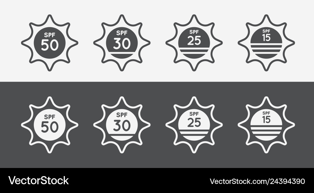 Sonnenschutzset uv Index spf 50 30 25 Sonnenschutzset uv Index spf 50 30 25 vektorbild