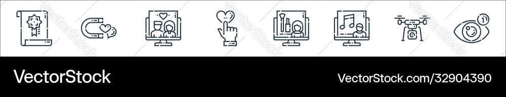 Videoblogger line icons linear set quality Vector Image