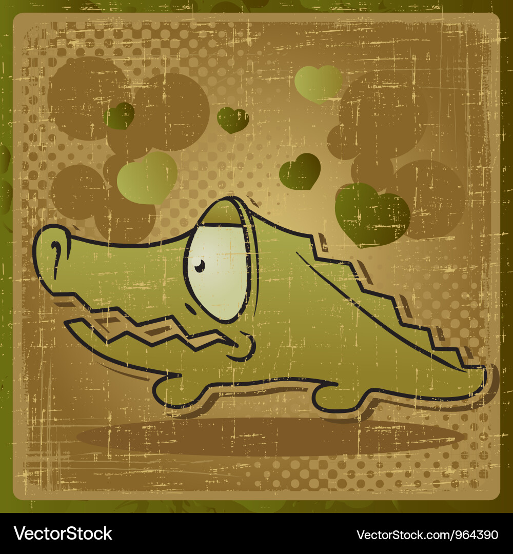 Vintage cartoon crocodile background Vector Image
