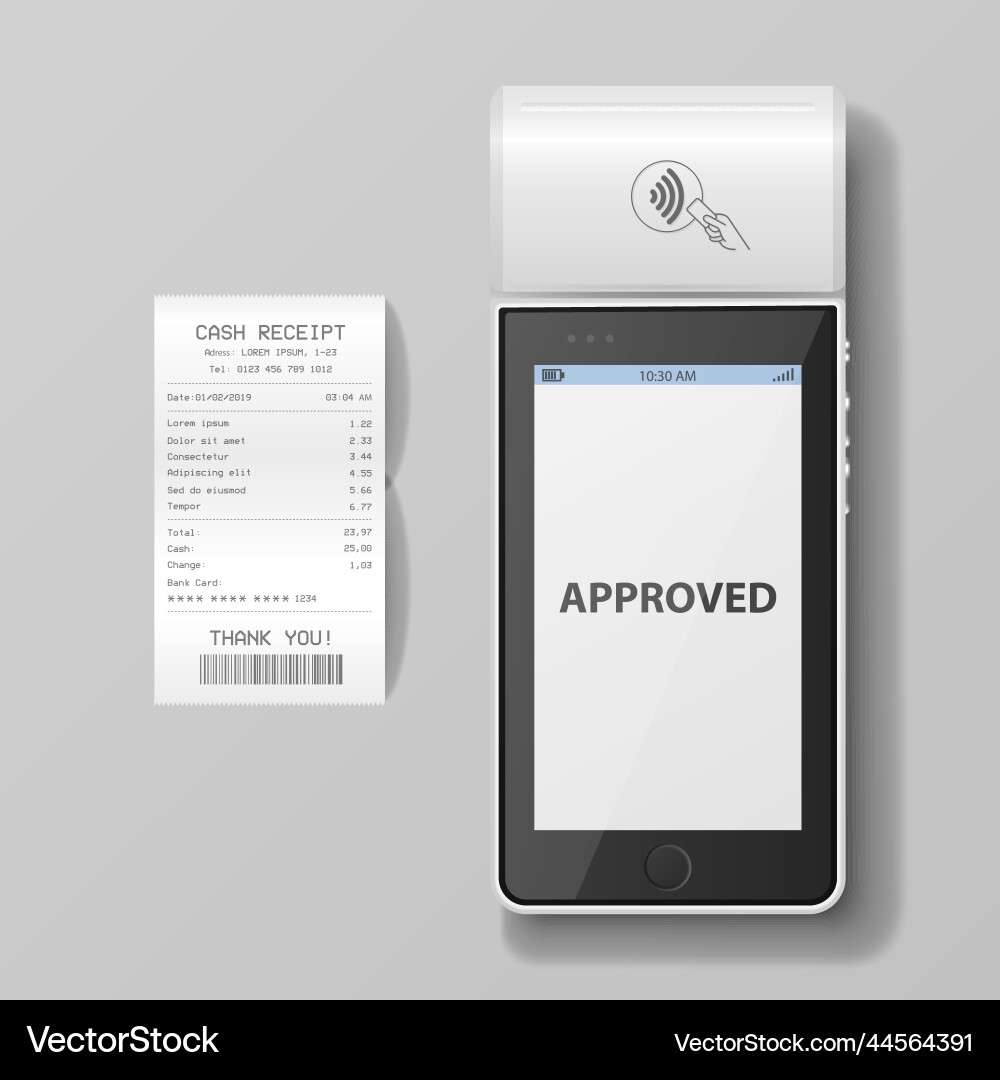 3d nfc payment machine with approved status 3d nfc payment machine with approved status vector image