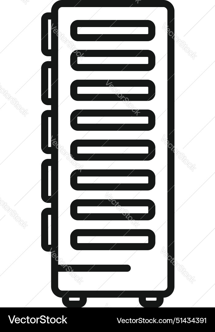 Black line art drawing of a server rack Royalty Free Vector