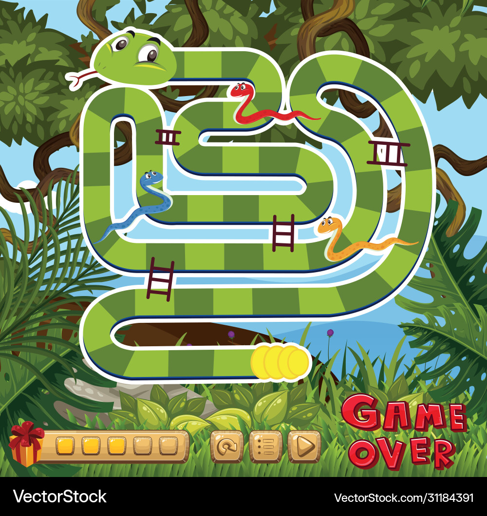 Boardgame template with green forest background Boardgame template with green forest background vector image