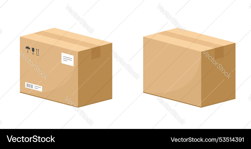 Carton parcel box 3d icon graphic set isolated Carton parcel box 3d icon graphic set isolated vector image