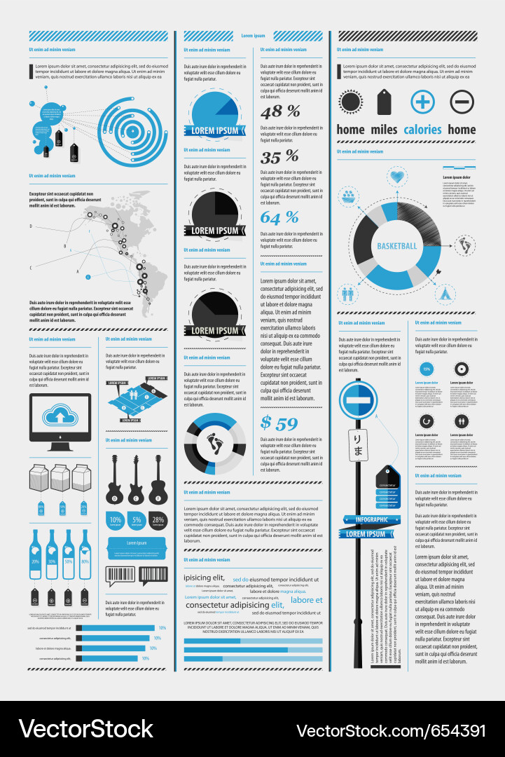 Data & Map Icons - Chart Elements Vector Image