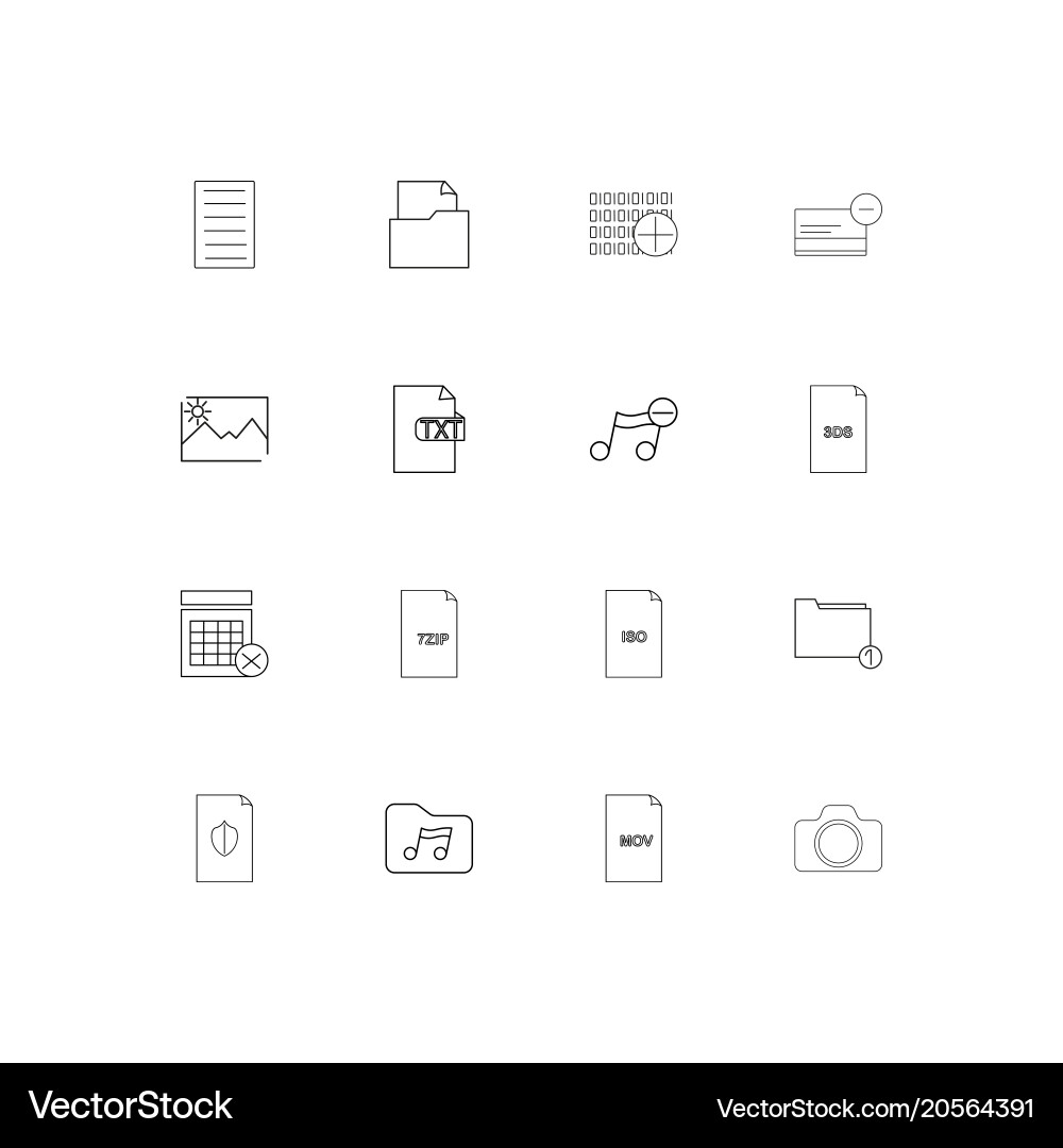 Dateien und Ordner unterschreiben einfache lineare Symbole Set vektorbild