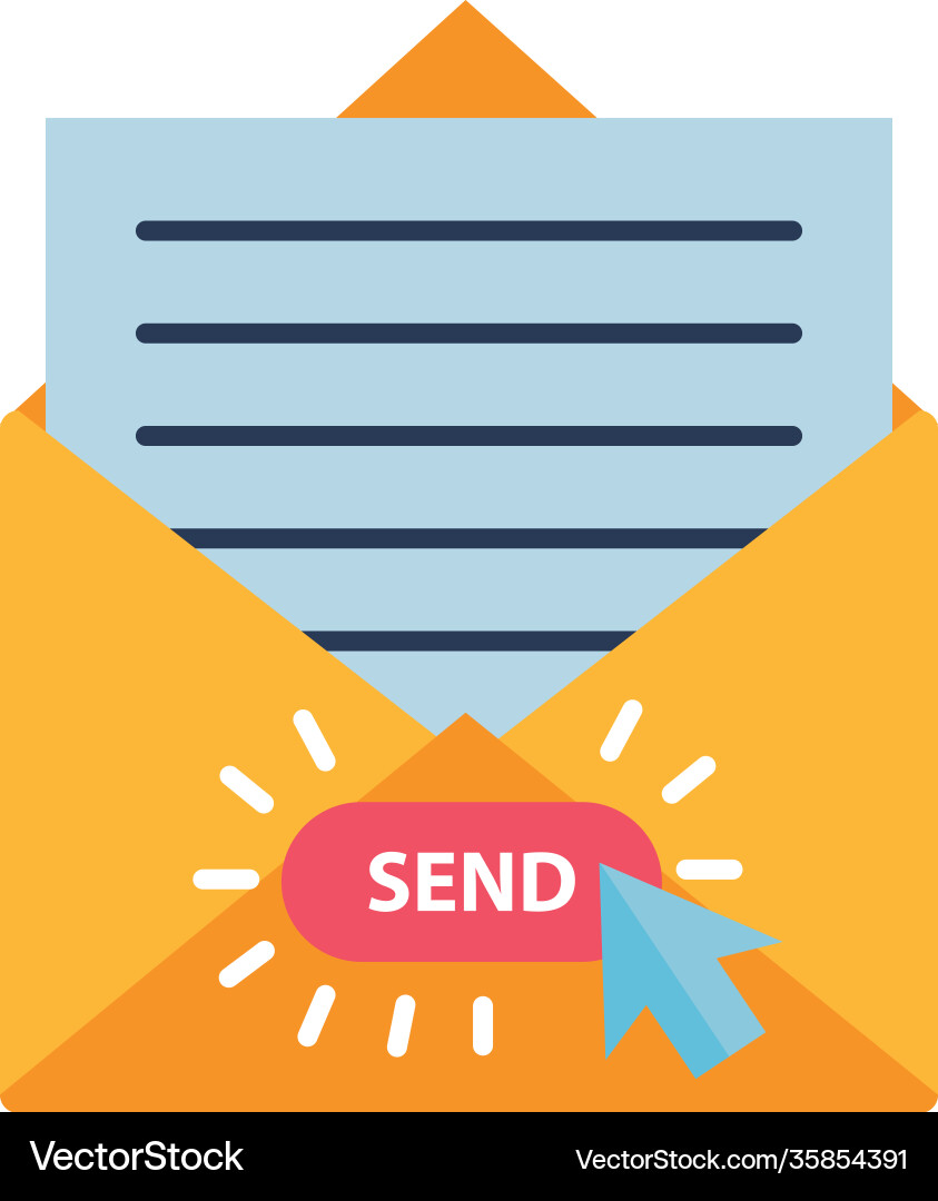 Digital marketing envelope with send button flat Vector Image