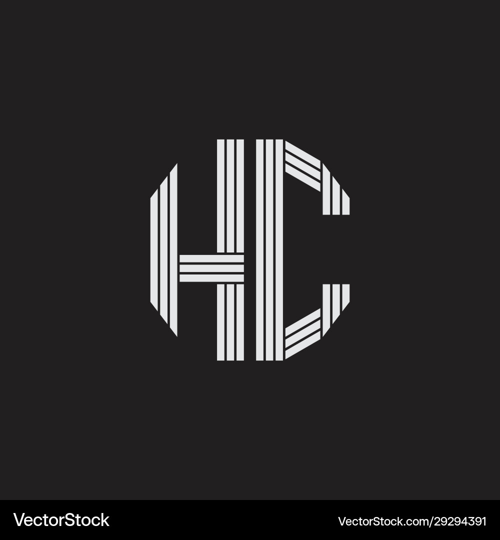 Hc logo monogram with outline style linked Hc logo monogram with outline style linked Vector Image
