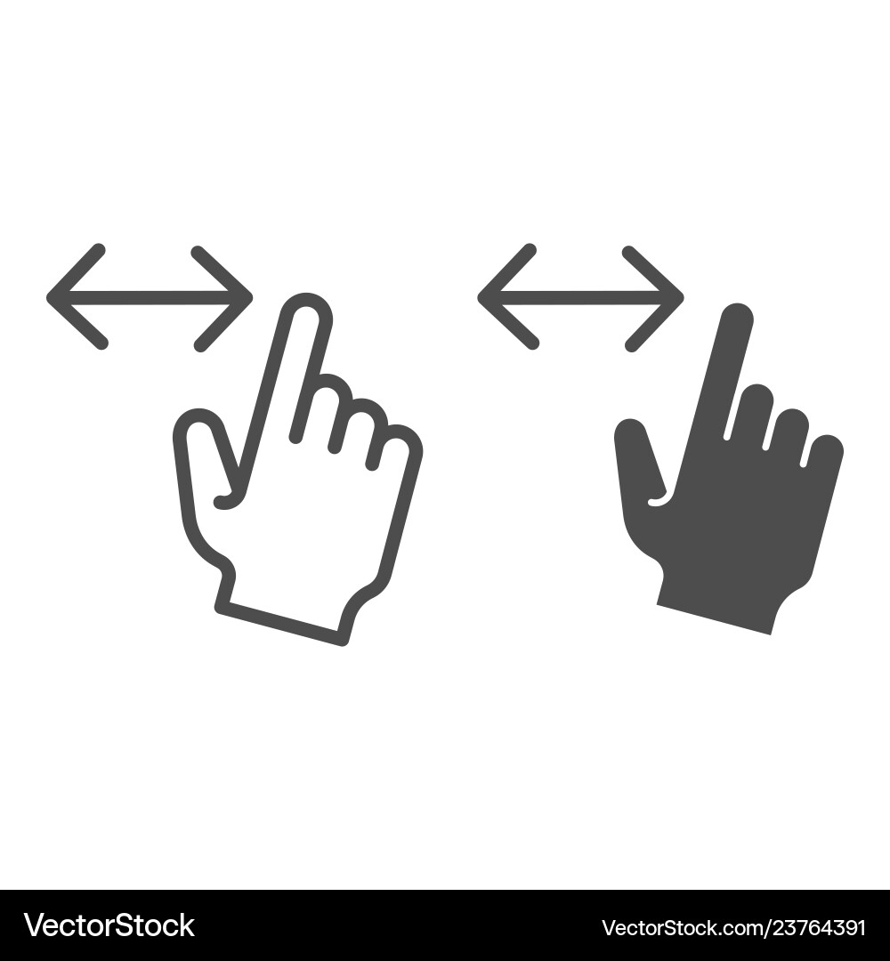 Horizontal scroll line and glyph icon resize Horizontal scroll line and glyph icon resize Vector Image