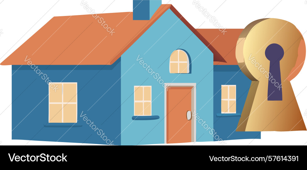 House with key and lock icon for property Vector Image