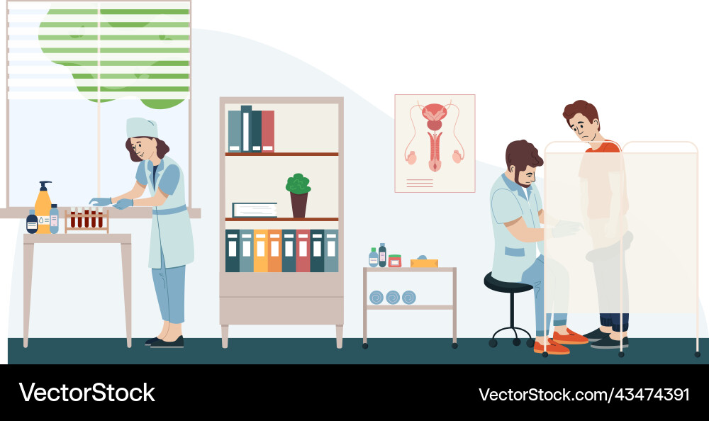 Man urology checkup composition Man urology checkup composition vector image