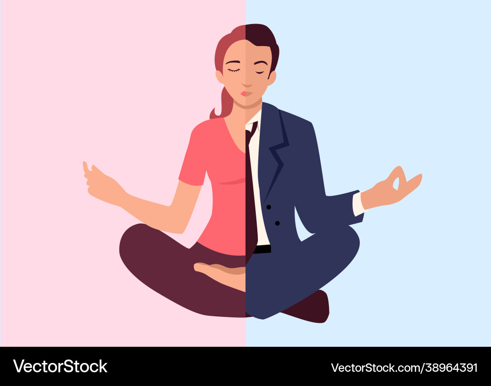 Mann und Frau tun Yoga Mann und Frau tun Yoga vektorbild
